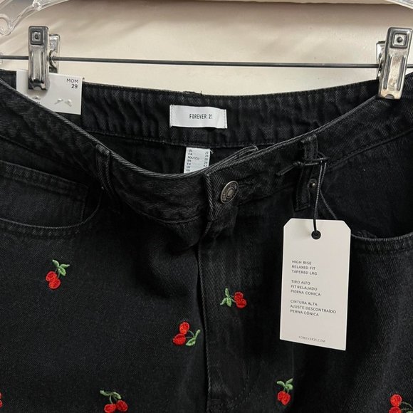 Forever 21 Cherry Embroidered High-Rise Jeans - Picture 3 of 4